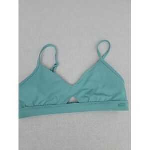 Roxy Love the Cross Teal Blue Cutout Triangle Bikini Bathing Suit Swim Top Small